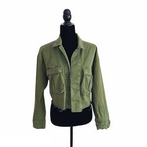 Boyish Camden Last Command Green Crop Raw Hem Spring Light Utility Jacket XS